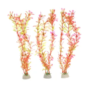Unique Bargains Aquarium Plants Decorations Artificial Aquatic Plant Pink Green